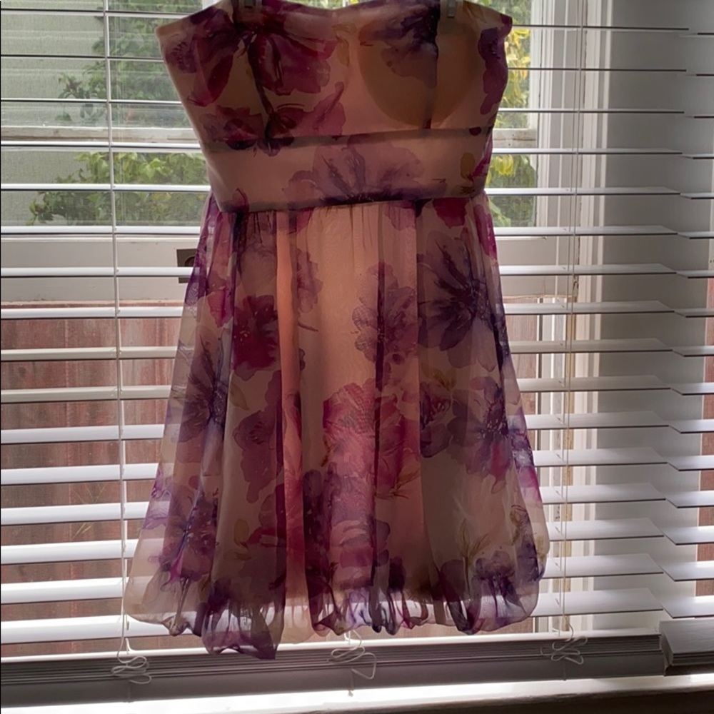 Sheer, pink floral dress size 8  used